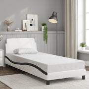 Giroletto con Testiera Bianco e Nero 80x200 cm in Similpelle