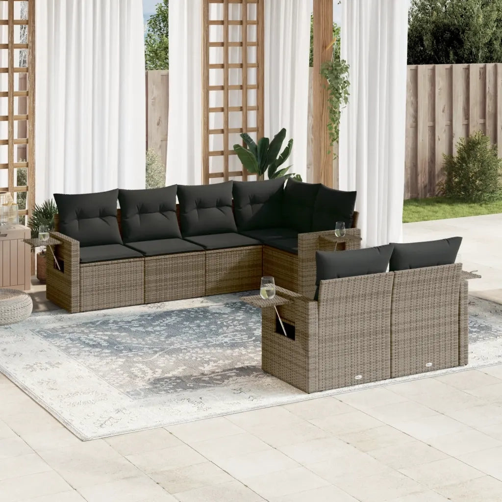 Set Divani da Giardino 7 pz con Cuscini Grigio in Polyrattancod mxl 112859