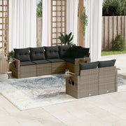 Set Divani da Giardino 7 pz con Cuscini Grigio in Polyrattancod mxl 112859