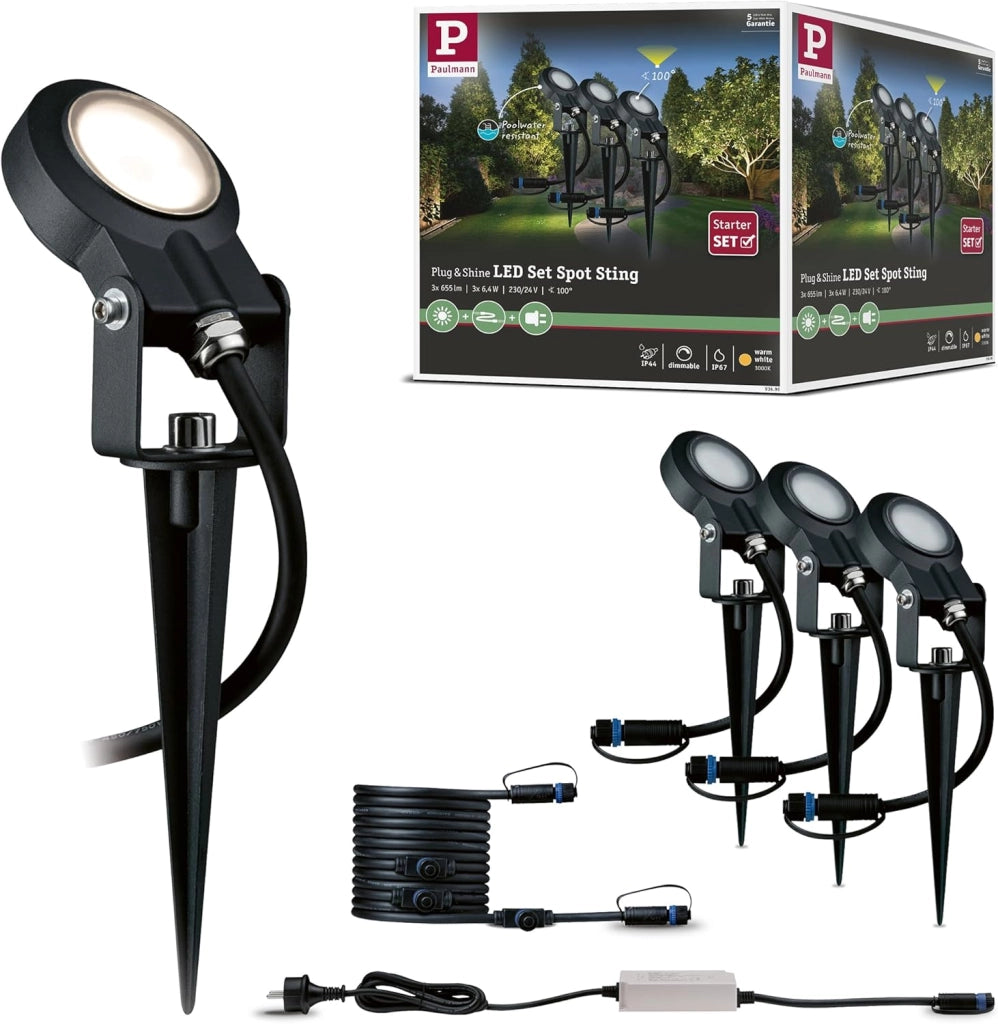 93696 Outdoor Plug&hine Spot Sting set IP67 3000K 3x6W 24V dimmerabile