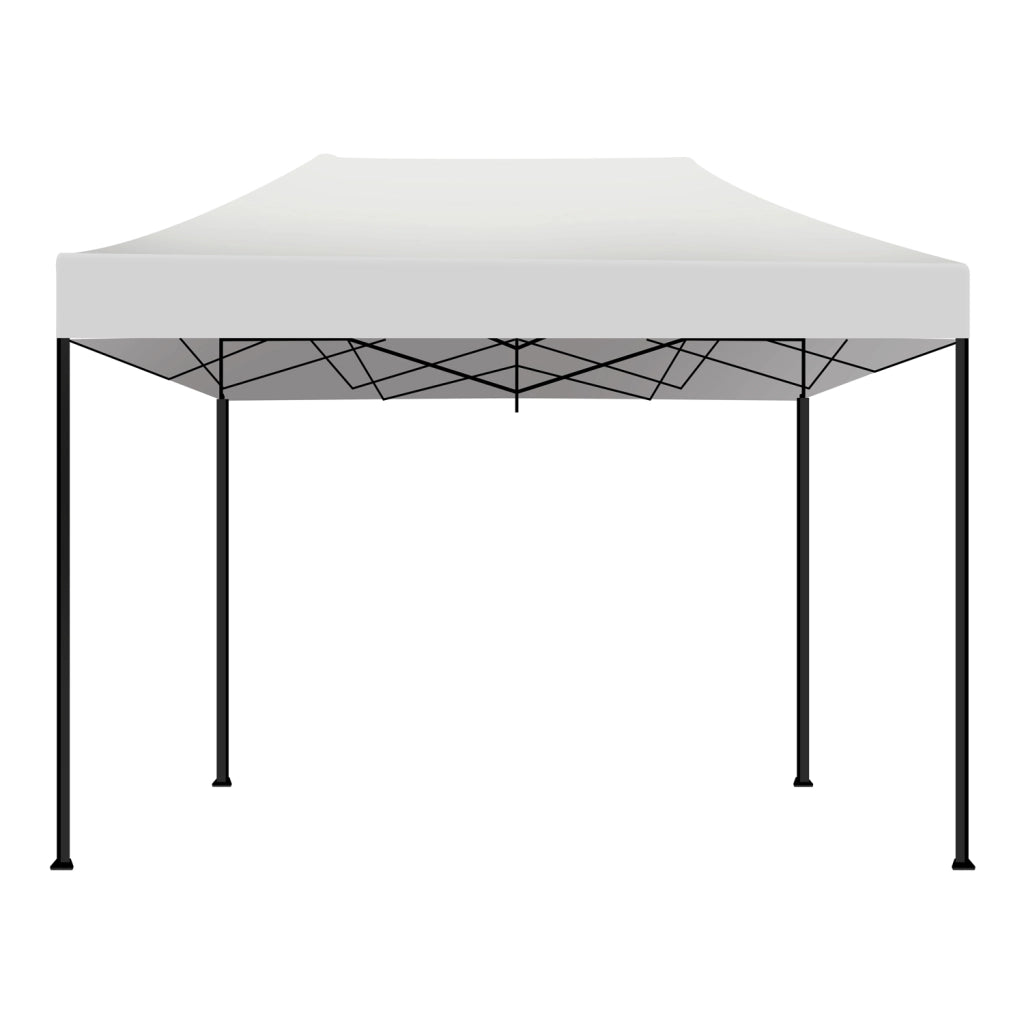 Taman Tenda / Gazebo Per Giardino 3X4,5 Mt Impermeabile Tendone Pieghevole Per Fiere E Mercati Con Teli Laterali Colore Bianco