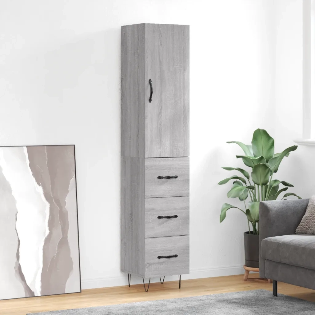 Credenza | Madia | Buffet da pranzo | Armadio da pranzo Grigio Sonoma 34,5x34x180 cm in Legno Multistrato
