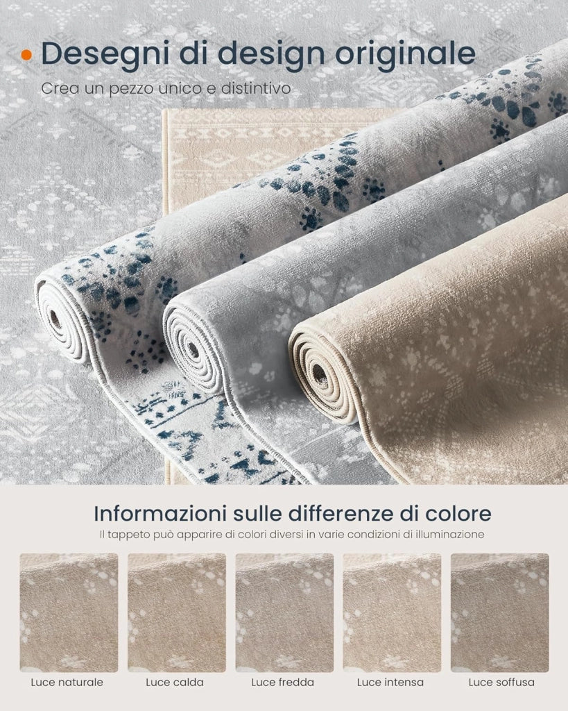 Tappeto per Soggiorno, 80 x 150 cm Tappeto Salotto Antiscivolo, per Soggiorno Camera da Letto Cameretta, Lavabile in Lavatrice, Stile Boho, Beige Cappuccino TAR026K01V1