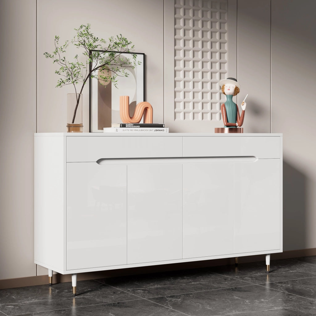 OKWISH Scarpiera con 2 Ante e 2 Cassetti, Ripiani Regolabili e Chiusura Ammortizzata, per Ingresso, 140×39×84 cm