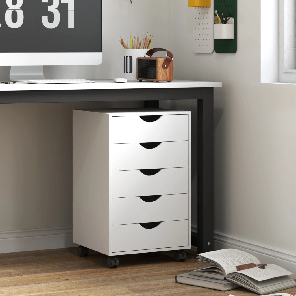 Scrivania con cassetti ¨C Zephmum ¨C Legno, Bianco, 40x40x67 cm
