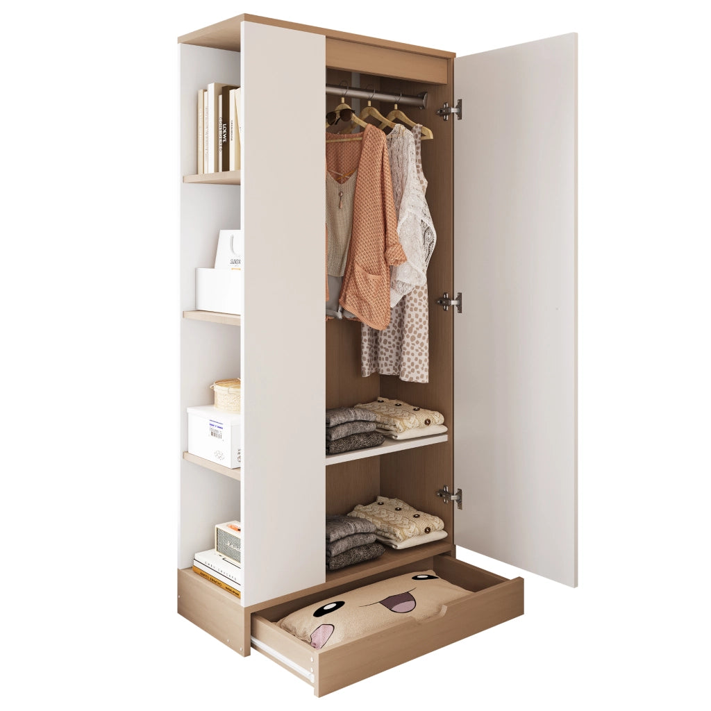 ARMADIO a 1 anta 70 x 40 x 170 cm Legno Bianco/Naturale