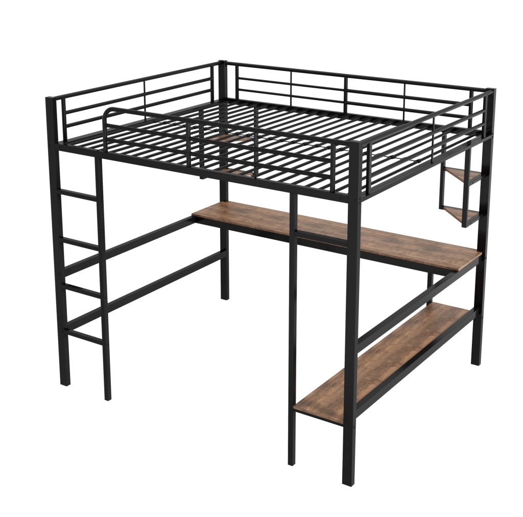 Letto a soppalco 140x200 cm con scrivania e libreria