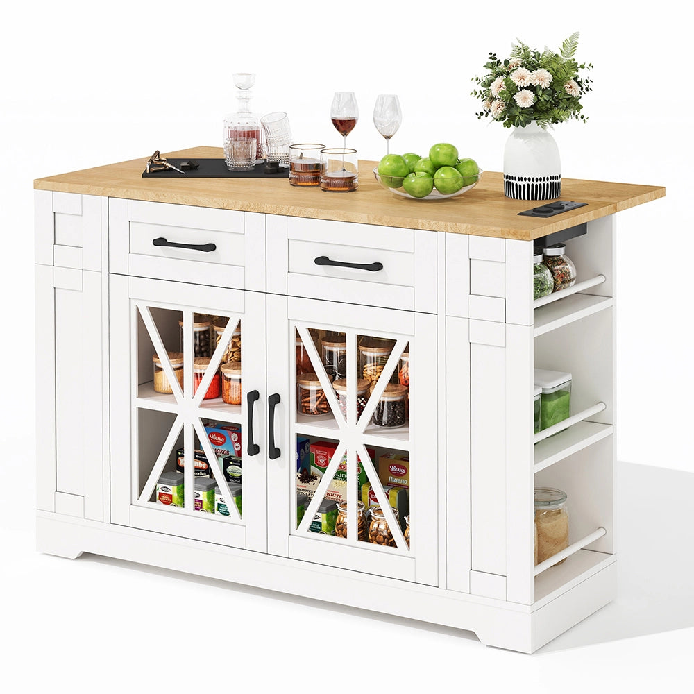 Isola cucina - Xylo - 120cm piano ribaltabile USB/AC grigio