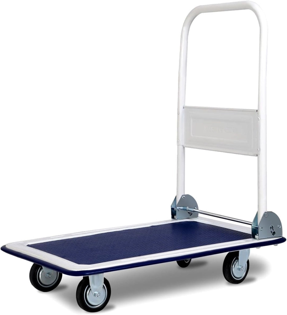 Carrello Pieghevole per Trasporto, Carrello Pieghevole con Piattaforma con Ruote Girevoli a 360°, Capacità di Peso 150 kg, per Garage, Magazzino (Giallo + Nero)