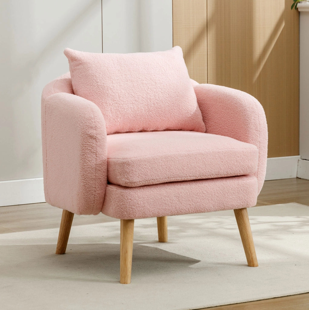 Divano singolo in tessuto Teddy con cuscino; 71x72x71 cm; rosa