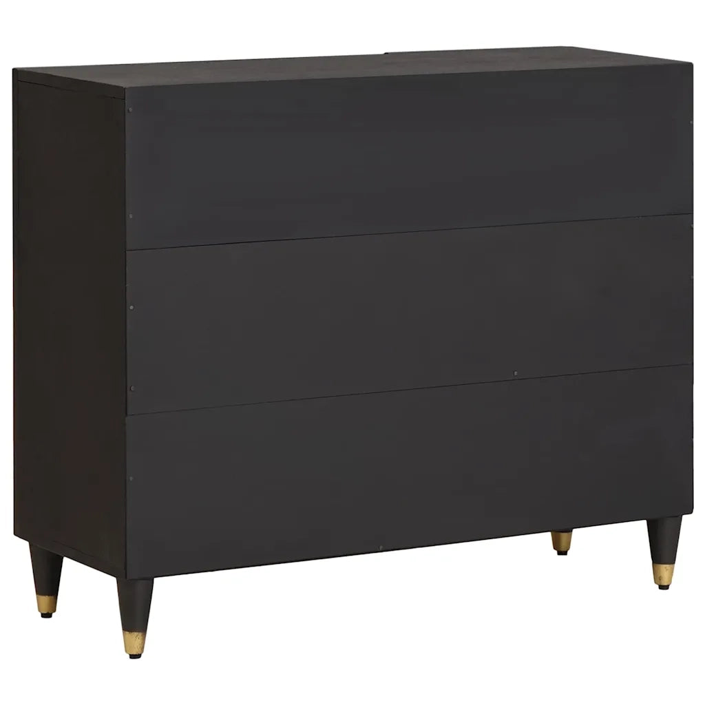 Credenza con porta Nero 90 x 33 x 75 cm Legno di mango massello 4018836