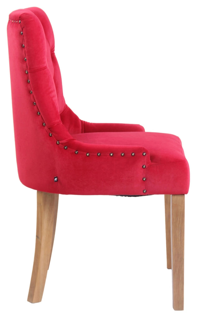 Set 4 poltrone pranzo Aberdeen in velluto rosso,antico chiaro