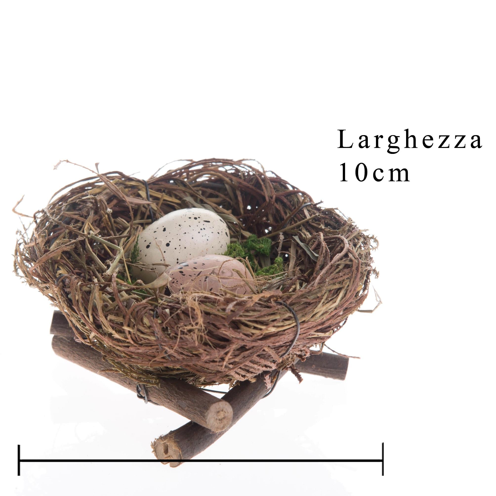 Set 9 Nidi Decorativi con 2 Uova H 10 cm