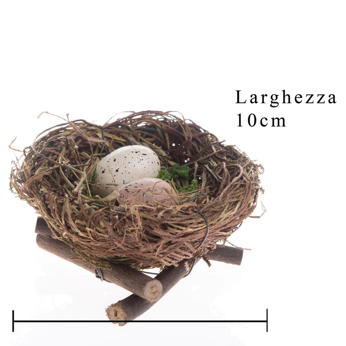 Set 9 Nidi Decorativi con 2 Uova H 10 cm