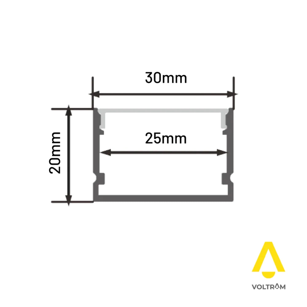 Profilo lineare XL 2mt in alluminio silver per striscia led