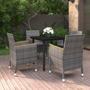 Set da Pranzo per Giardino 5 pz con Cuscini Polyrattan e Vetro cod mxl 42170