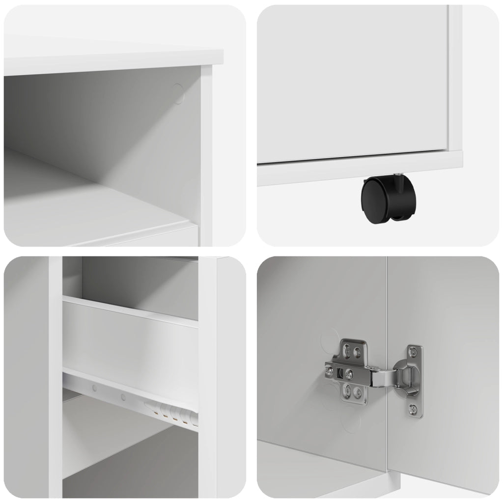 Scrivania Bianca con Cassetti Bianca MDF, Truciolare Standard