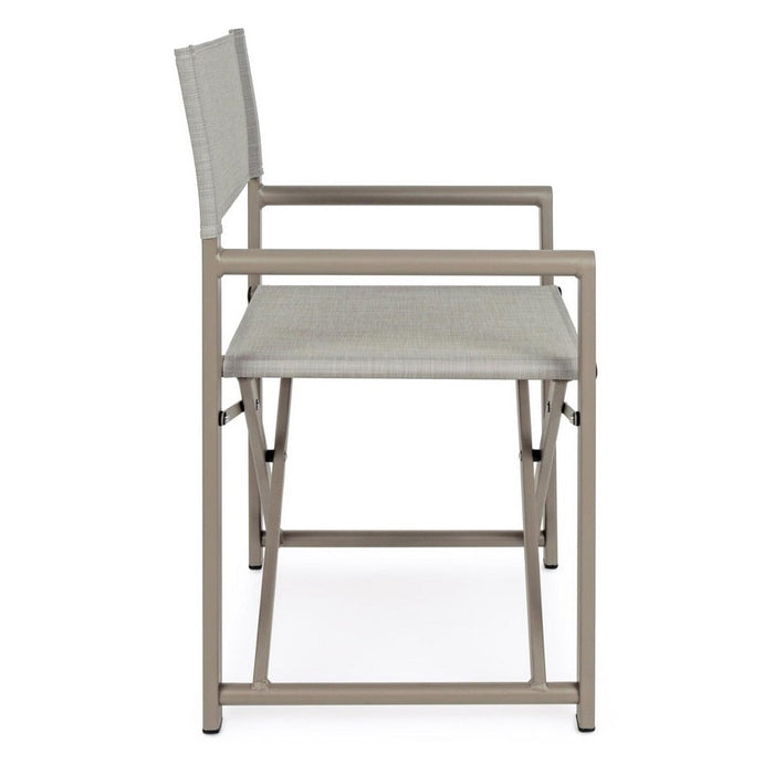 Set 2 Sedie Regista Mare Pieghevoli 48x56x86 cm in Alluminio e Textilene Gilda Ecrù