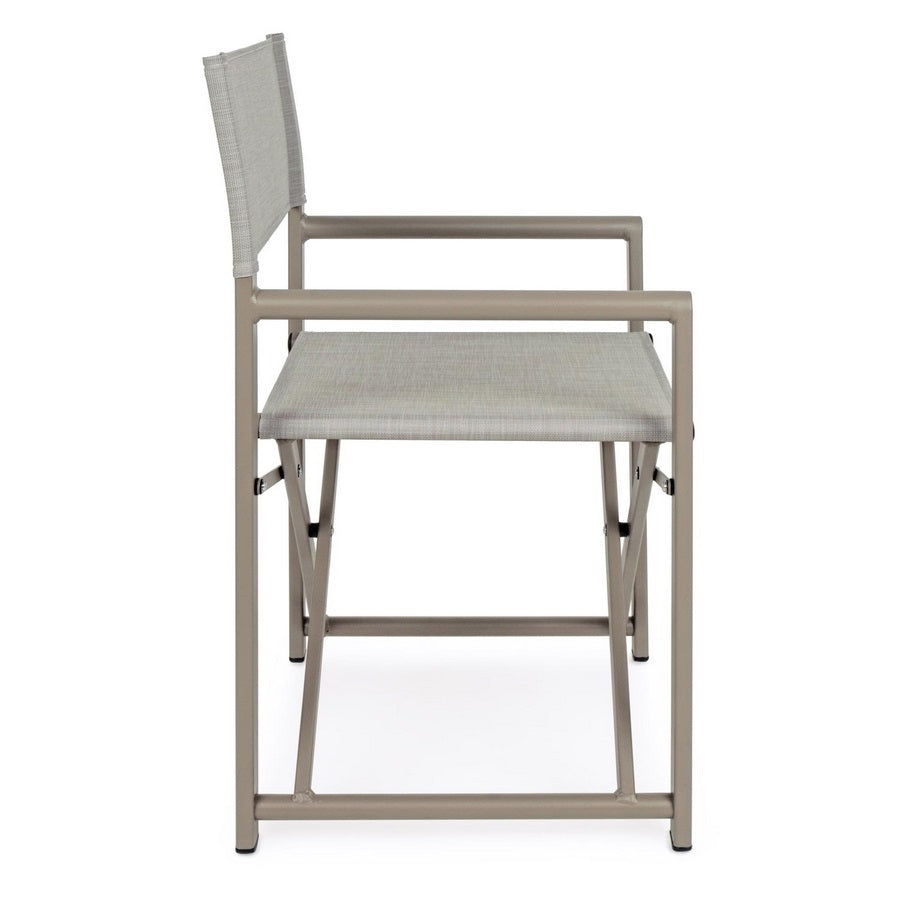 Set 2 Sedie Regista Mare Pieghevoli 48x56x86 cm in Alluminio e Textilene Gilda Ecrù