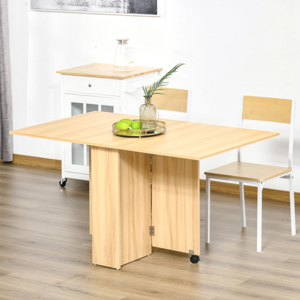 Tavolo da Pranzo Pieghevole con Ruote ¨C zephmum ¨C Legno 140x80x74 cm