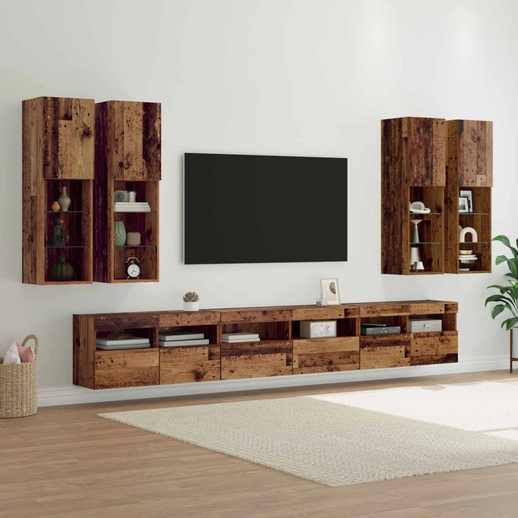 Set di Mobiletto da TV a Parete 7 pcs Legno vecchio 3402797
