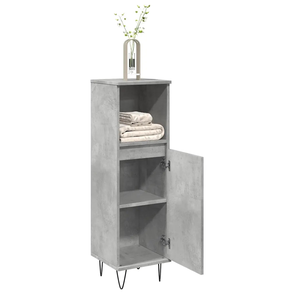 vidaXL Armadietto Bagno Grigio Cemento 30x30x100 cm Legno Multistrato
