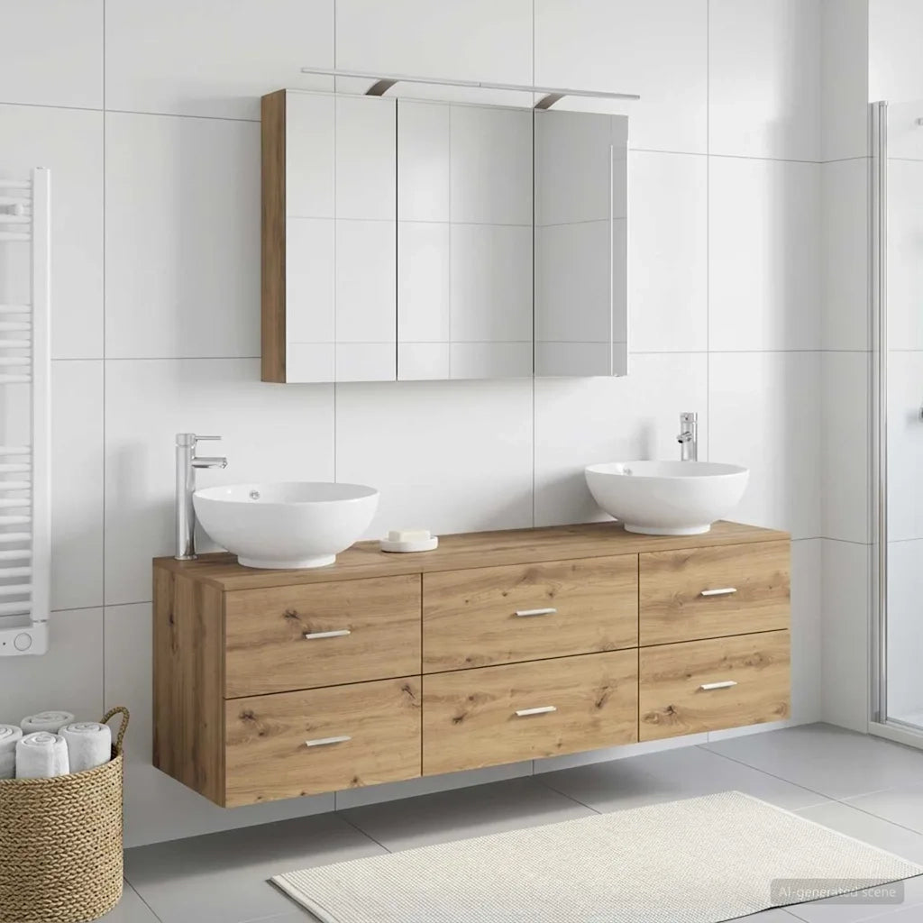 Set di mobili per il bagno 4 pz Rovere Artigianale 3406942