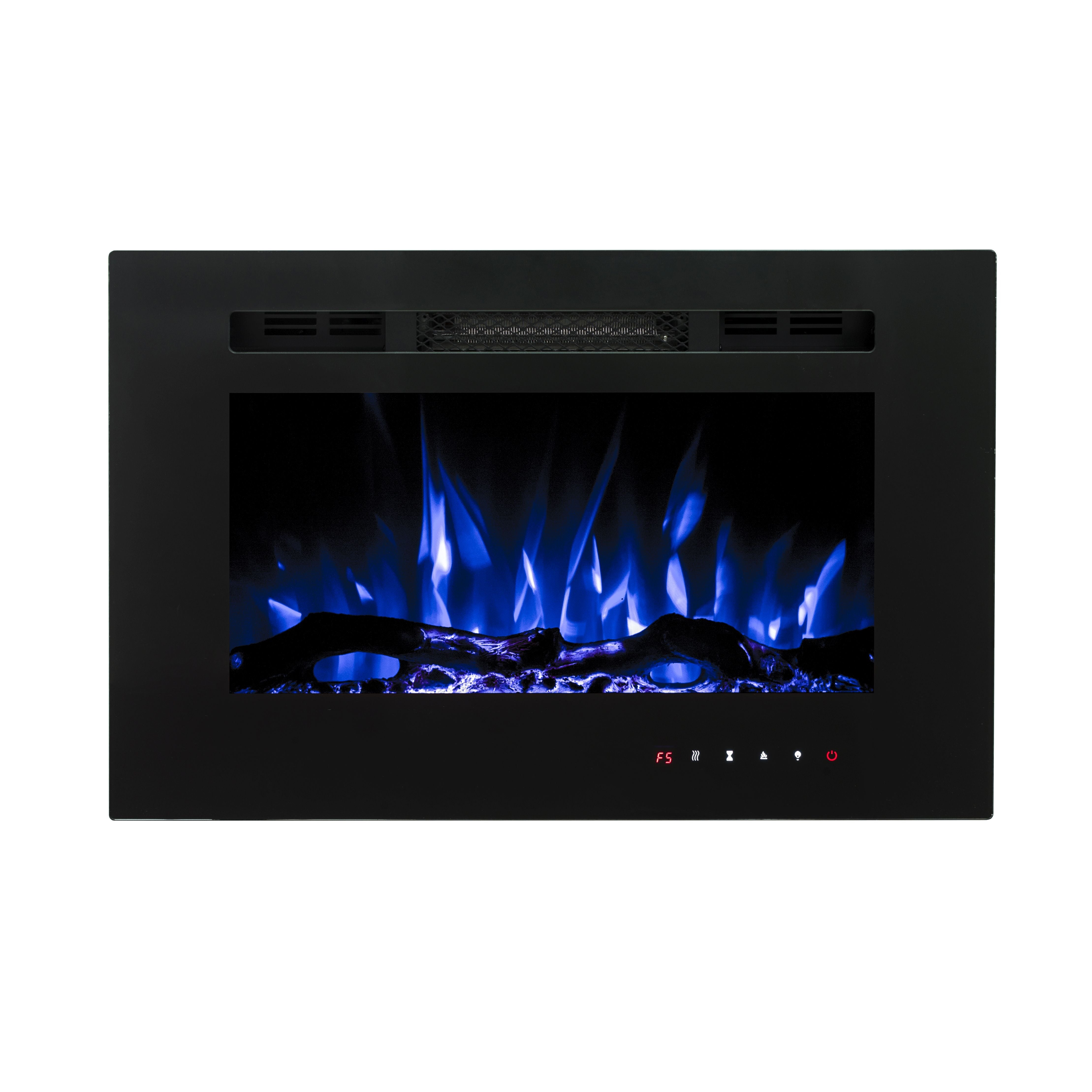 Camino Elettrico da Incasso 42x66x13,5 cm Effetto Fiamma 1500W Aladin Nero