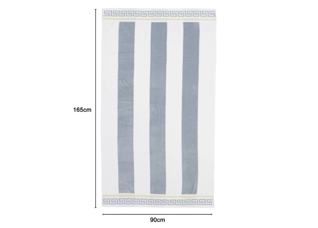 Telo Mare Jacquard Spugna Asciugamano Spiaggia Disegno Greca - Telo Mare - Grigio