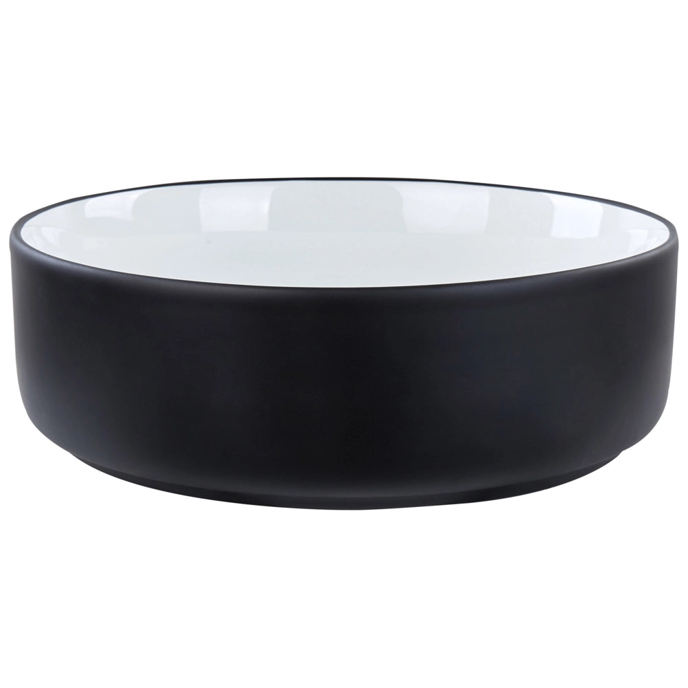 Lavabo da bagno rotondo in ceramica 36 cm nero e bianco stile moderno elegante