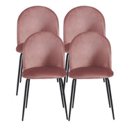 SET 4 SEDIE BONNIE CON SEDUTA IN VELLUTO ROSA STRUTTURA IN METALLO NERO DIMENSIONI 45X55X82 CM