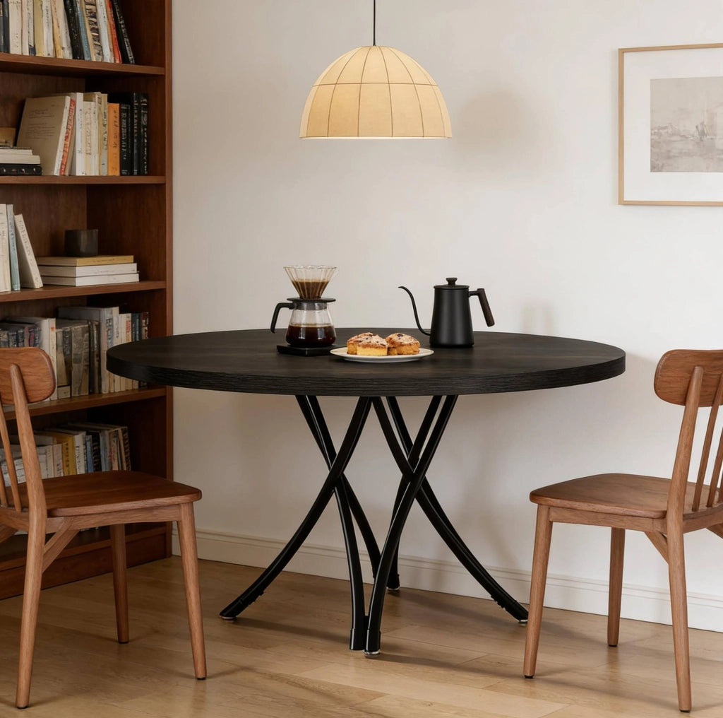 Tavolo da pranzo rotondo nero Ø120 cm per 4-6 persone