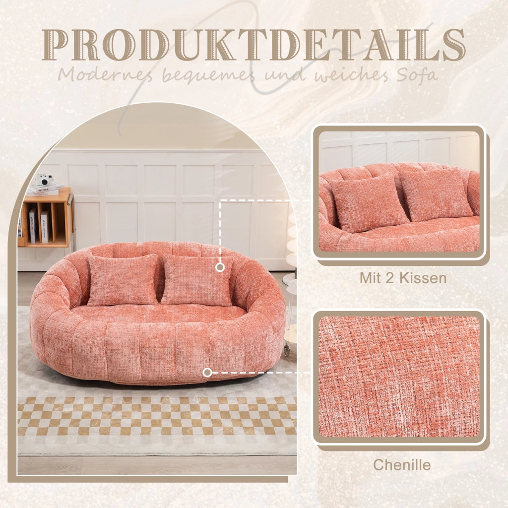 Poltrona Pouf con Braccioli Schienale Alto Ergonomico Schiuma Alta Densità Senza Montaggio in Ciniglia Rosa