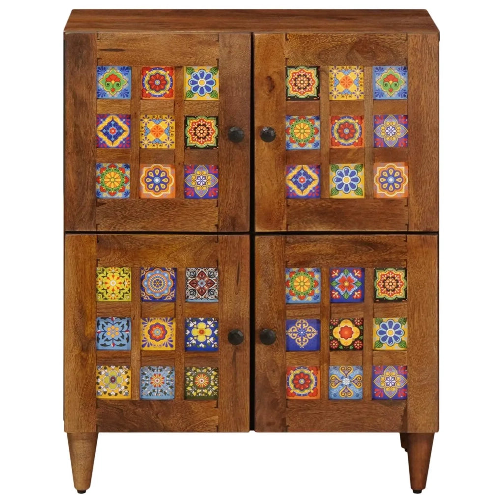 Credenza con porta Noce 60 x 33 x 75 cm Legno di mango massello 4018250