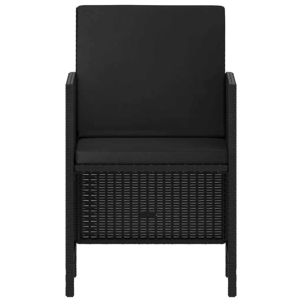 Set da Pranzo da Giardino 6 pz con Cuscini Nero in Polyrattan 363398