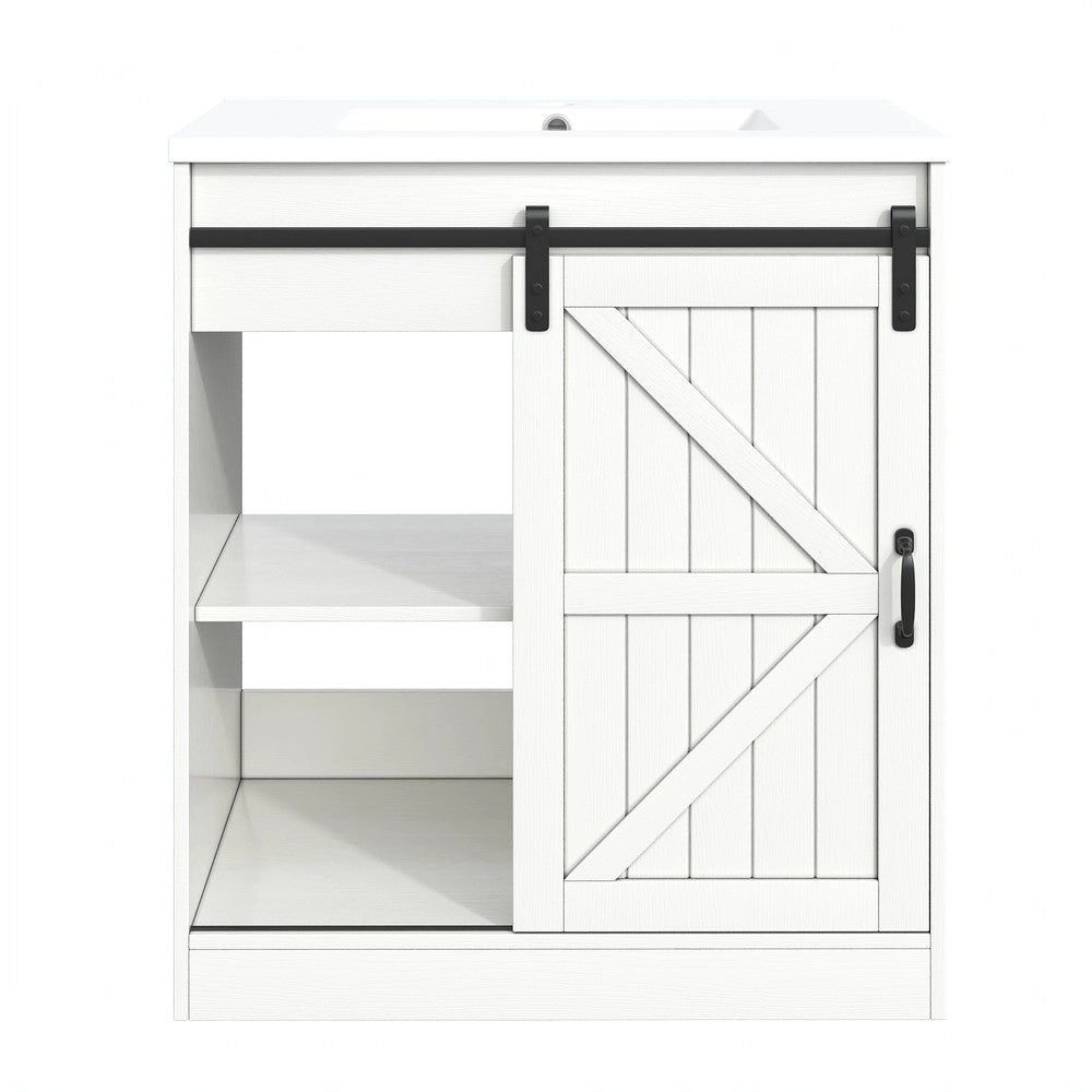 Mobile Bagno con Lavabo in Ceramica, Cassetti e Ante ¨C Xylo ¨C Bianco