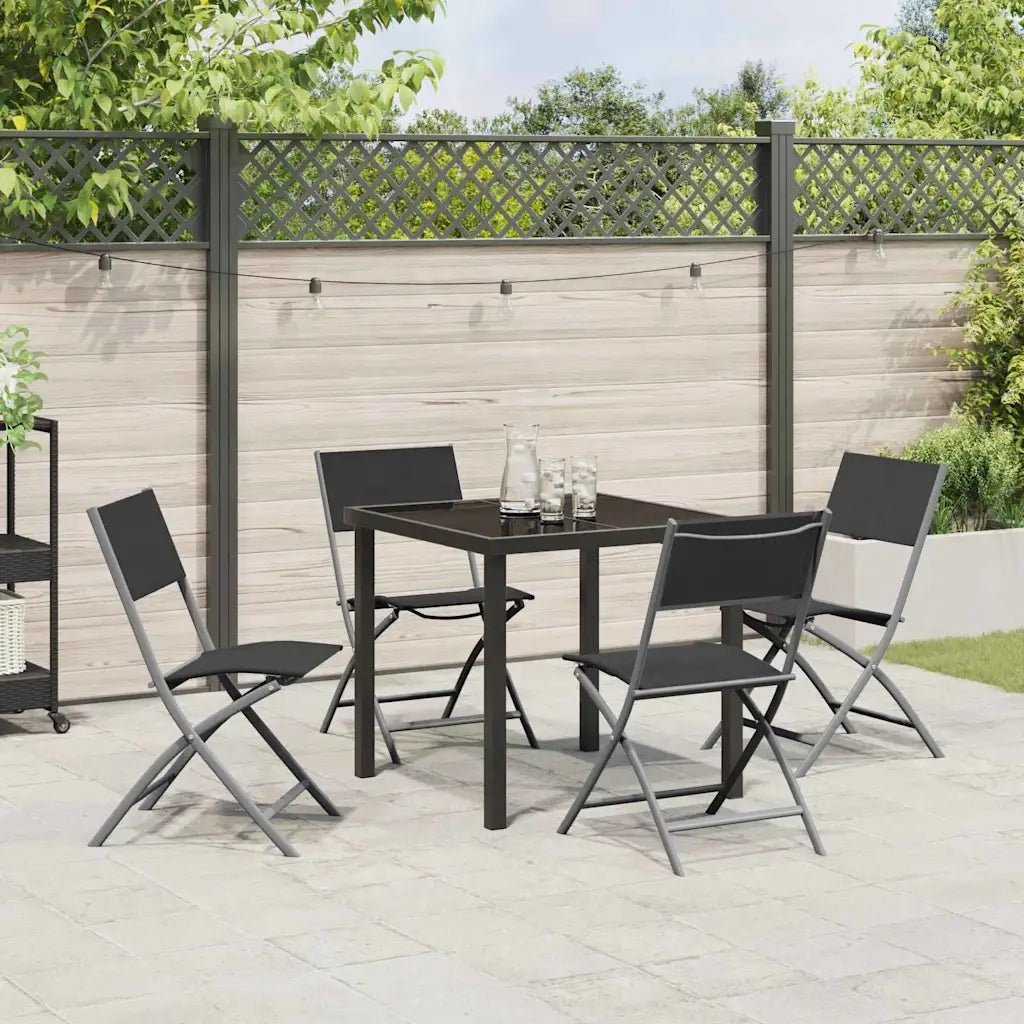 Set da Pranzo per Giardino 5 pcs Nero