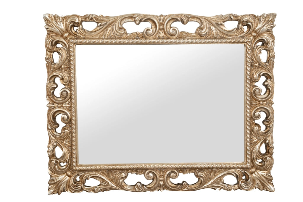 Biscottini SPECCHIERA DA PARETE IN LEGNO FINITURA FOGLIA ARGENTO ANTICATO MADE IN ITALY