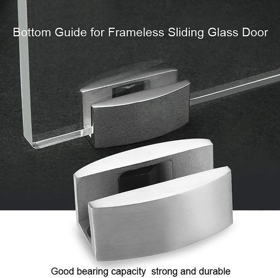 Guida di Passaggio per Pavimento in Acciaio Inossidabile - Maniglione Senza Cornice - Dampi - Stabilità - Adatto per Spessore Vetro 8-14 mm - Dimensioni 50 x 23 mm - Guida di Passaggio per Porta Vetrata