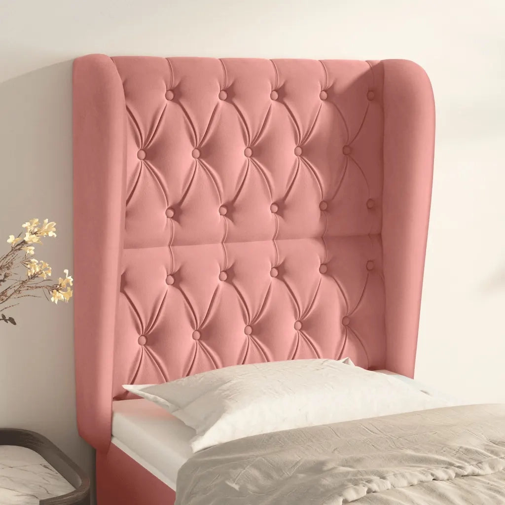 Testiera | Testata ad Orecchio Rosa 83x23x118/128 cm in Velluto