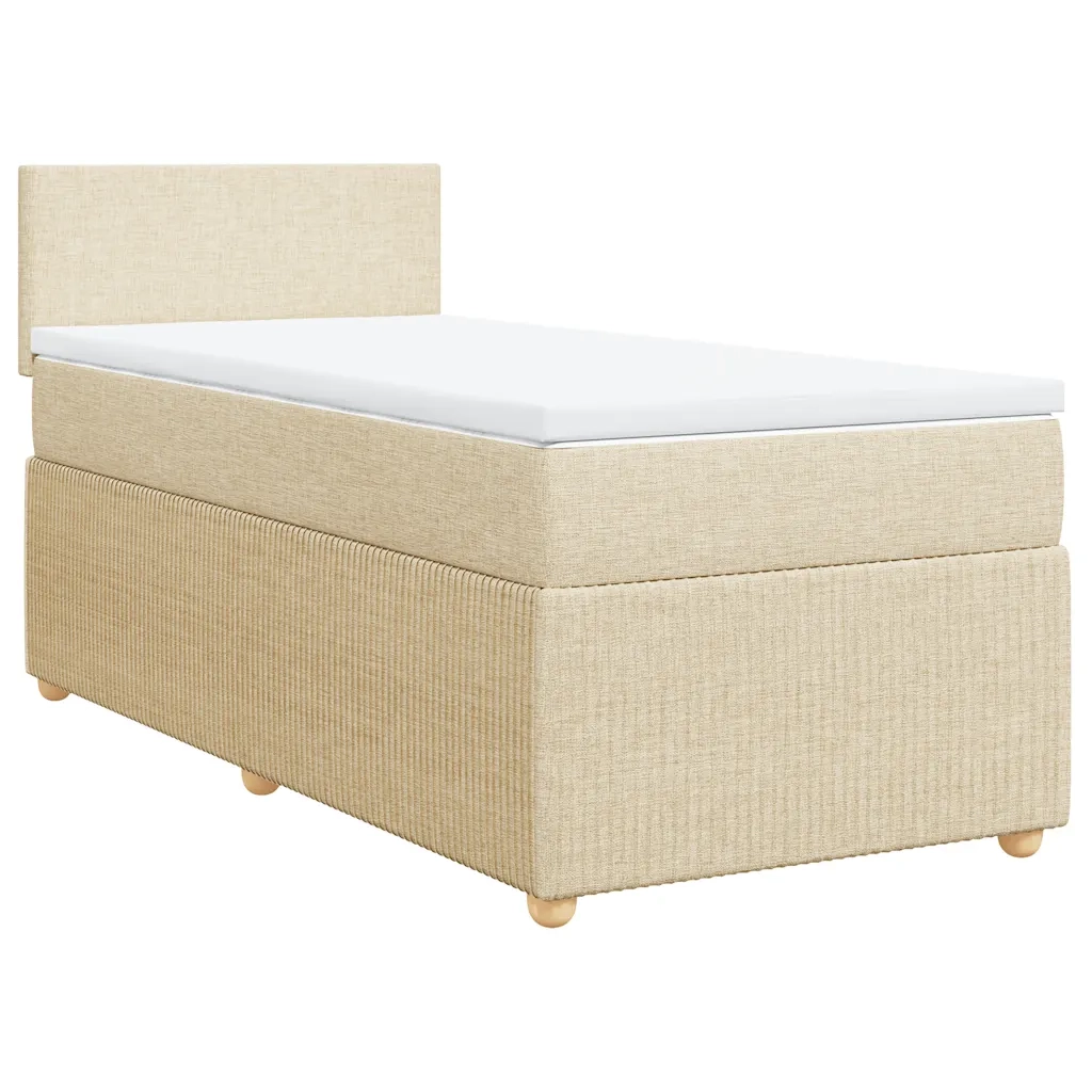Giroletto a Molle con Materasso Crema 90x190 cm in Tessuto