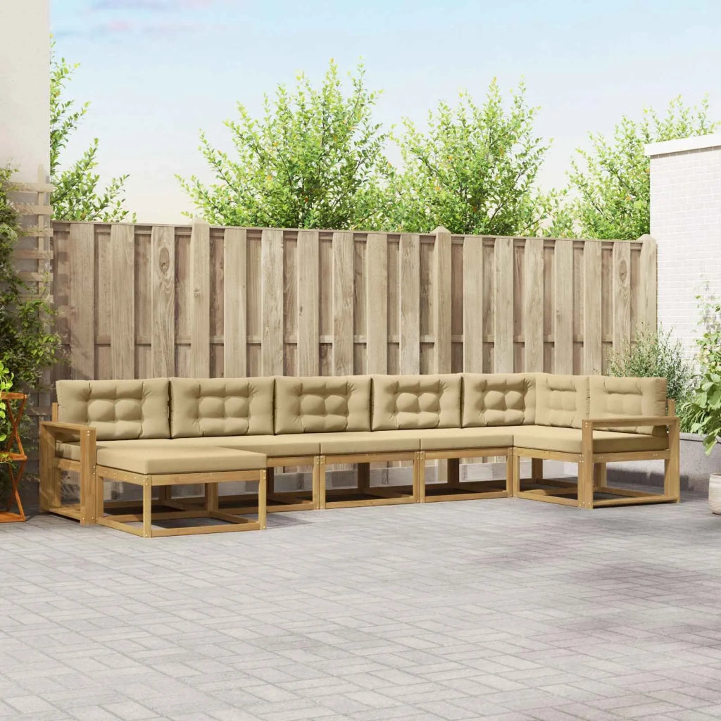 Set di divani da esterno con cuscino 7 pcs Bianco e Beige