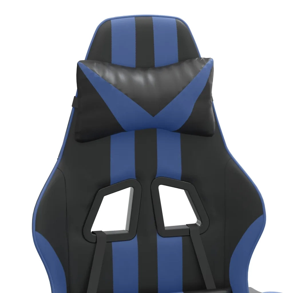 Sedia da Gaming Girevole con Poggiapiedi Nero e Blu Similpelle 349531