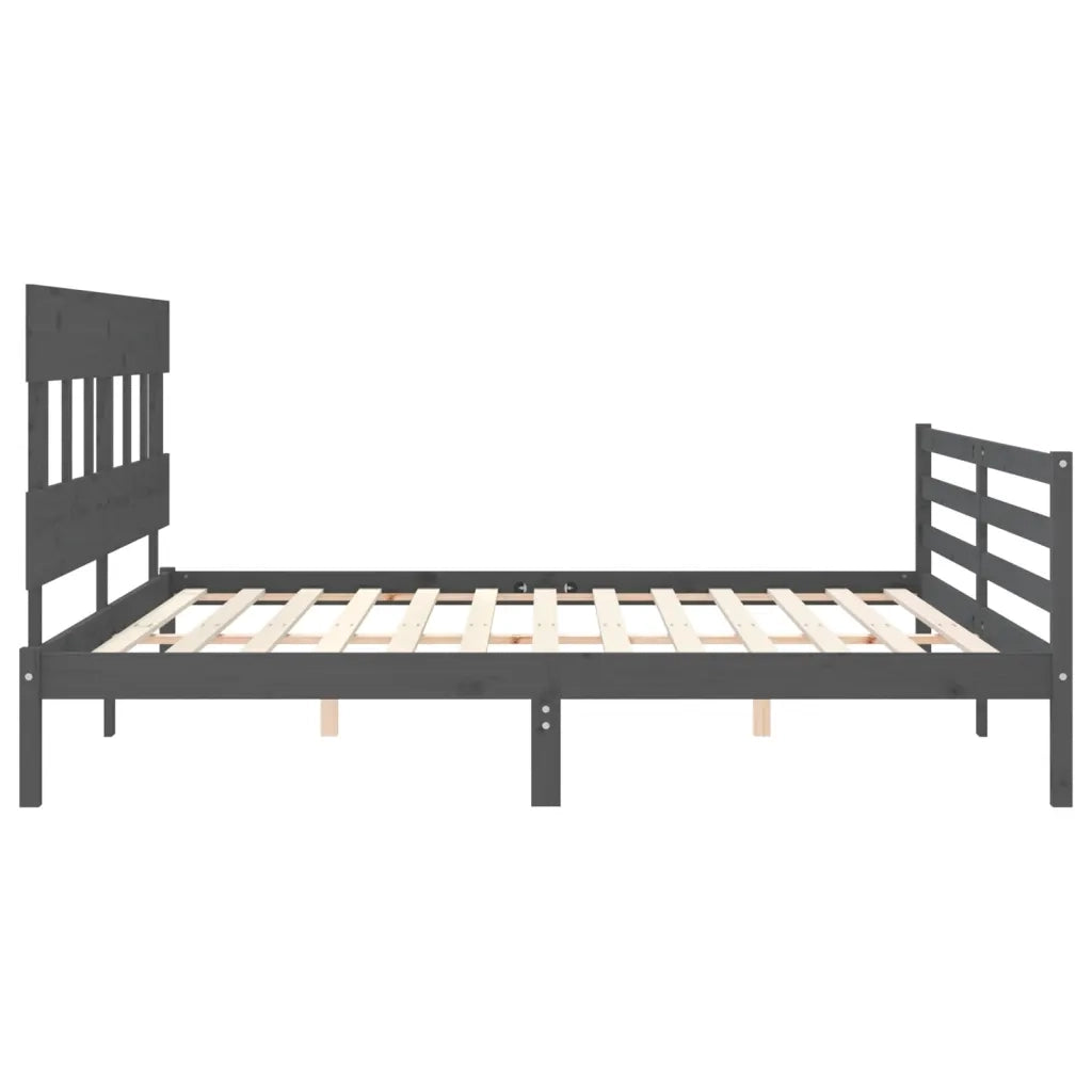 Giroletto con Testiera Grigio 200x200 cm in Legno Massello 3195178