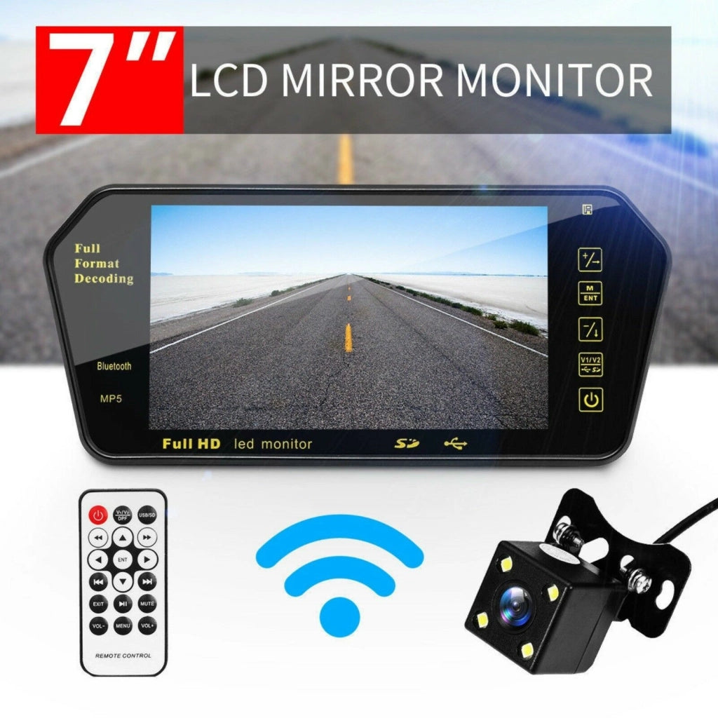 KIT Retromarcia Specchietto Monitor 7" bluetooth mp5 + Telecamera Posteriore - ZENCOCCO