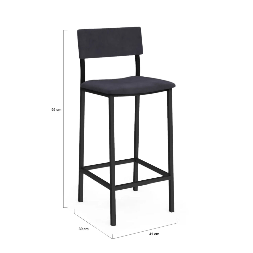 IDMarket - Set di 4 sgabelli da bar AUBIN con schienale, sedia da cucina in velluto grigio antracite