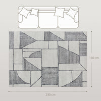 Tappeto Moderno Antiscivolo 230x160x0,7 cm Linee Geometriche in Poliestere Grigio