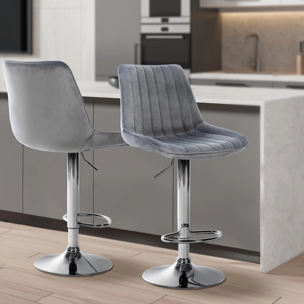 Sgabello Toni Velvet grigio scuro,cromo