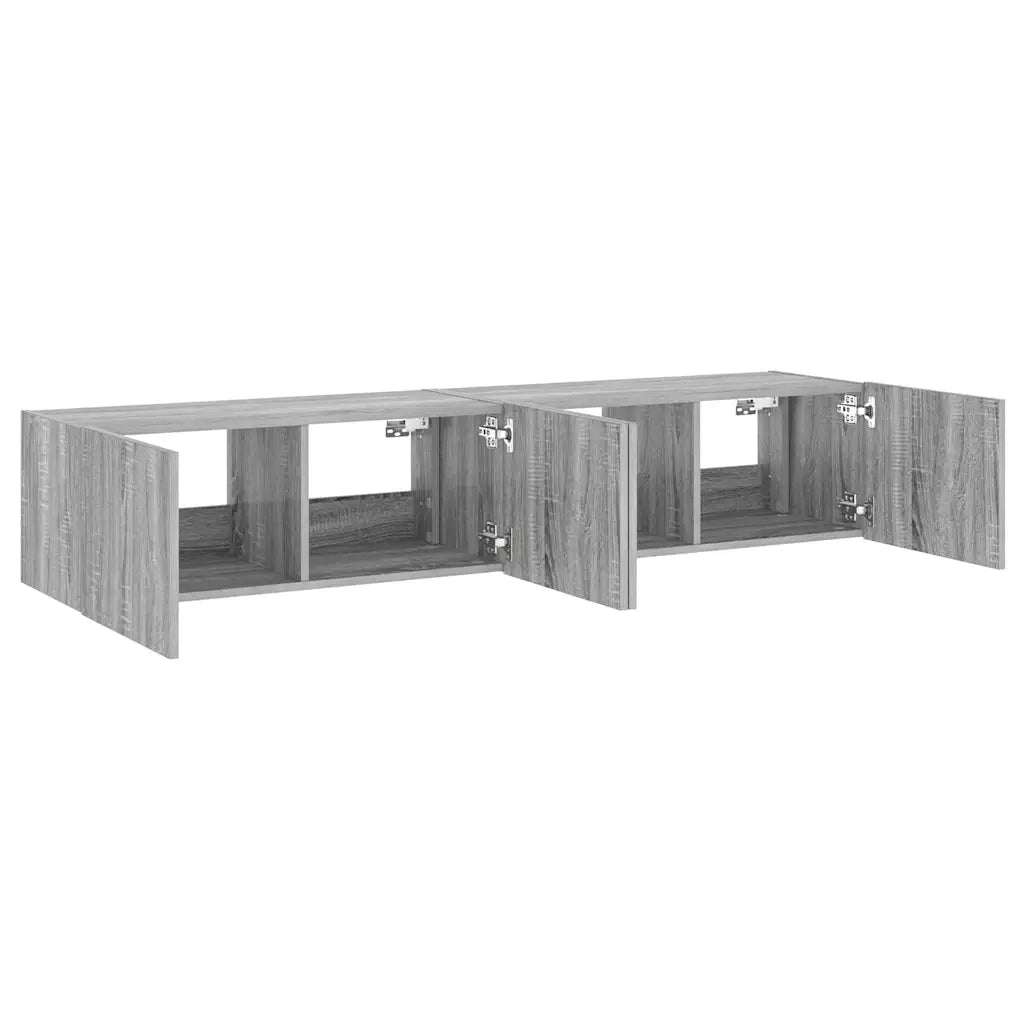 Mobili TV a Parete con Luci LED 2pz Grigio Sonoma 80x35x31 cm 837292