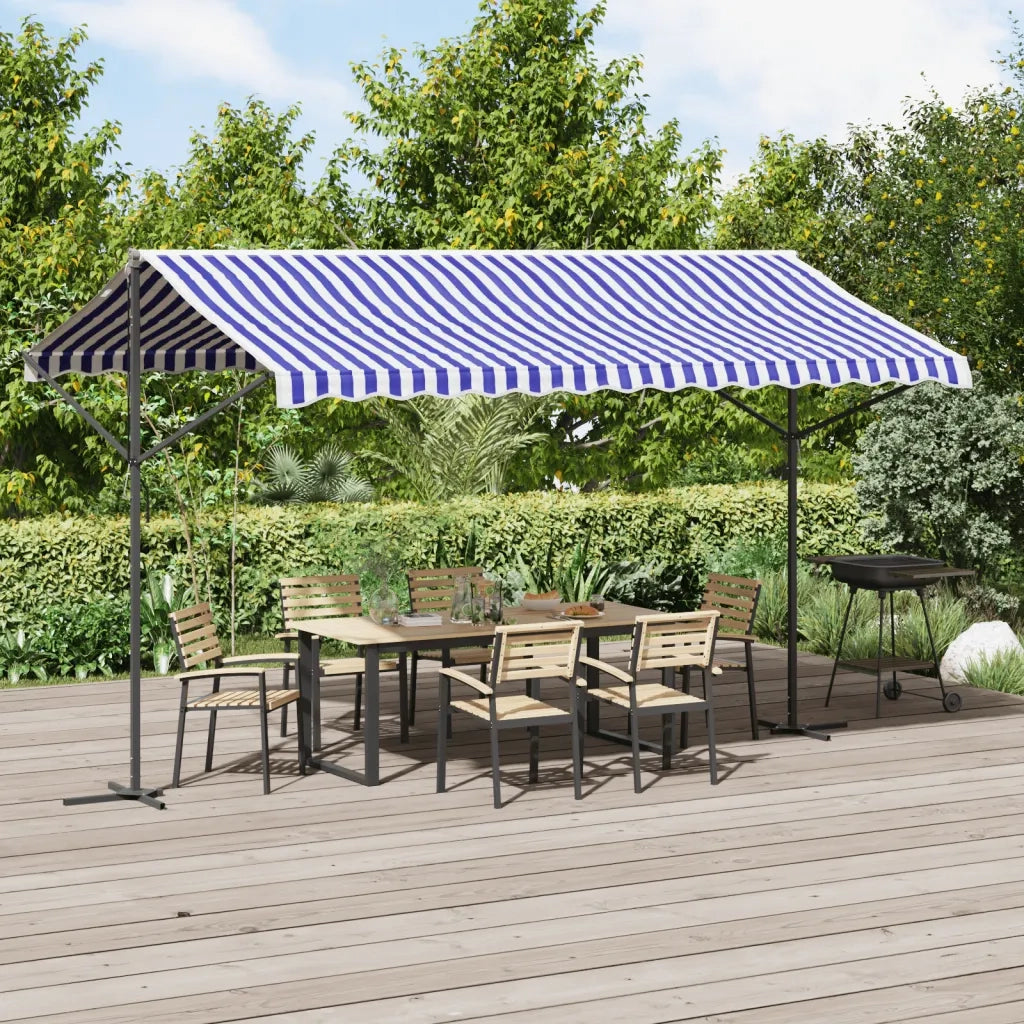 vidaXL Tenda da Sole Blu e Bianca 400x300 cm in Tessuto e Acciaio
